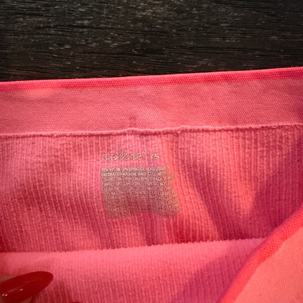 Colsie Coral Ribbed Lounge Shorts - Picture 3 of 3